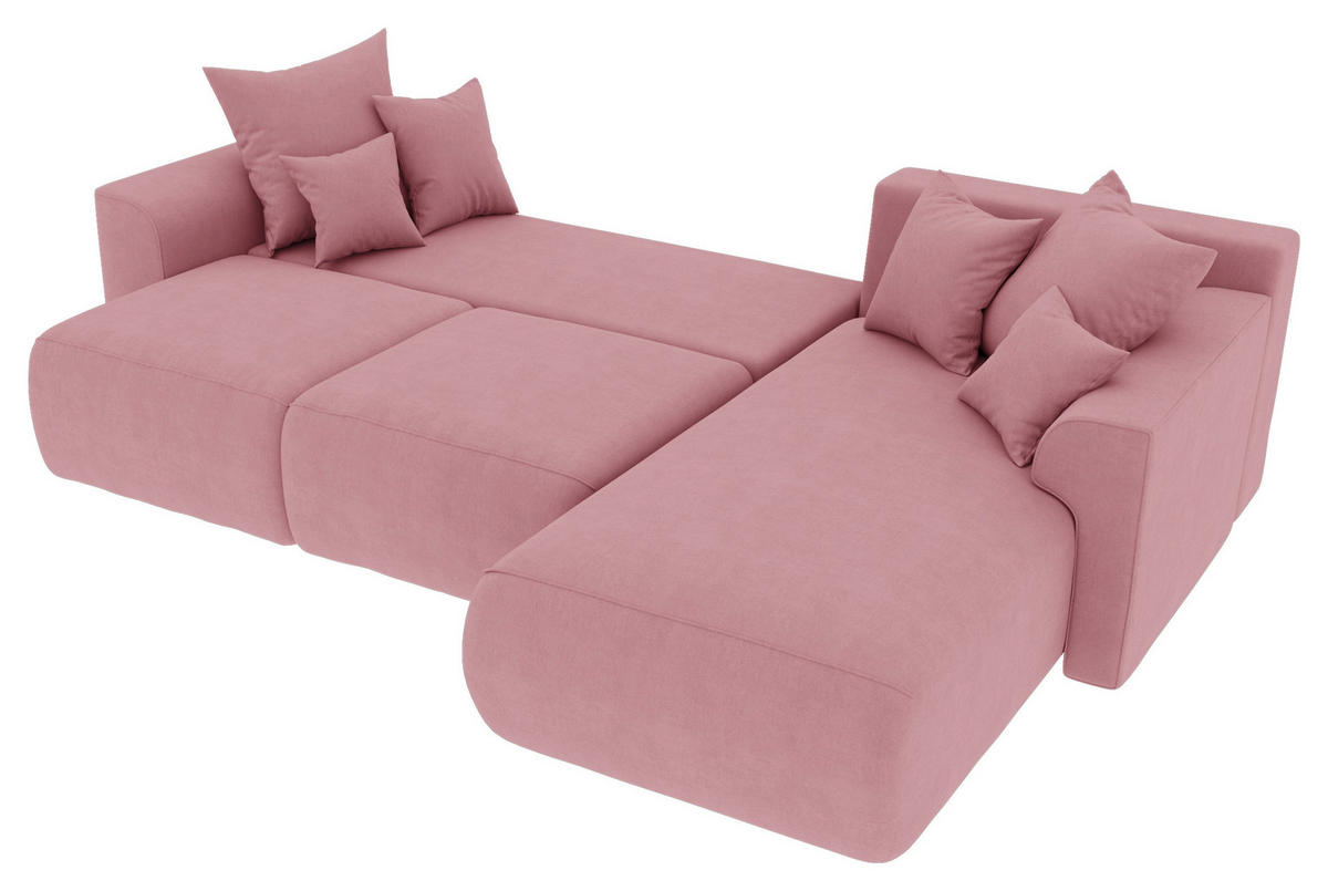 ECKSOFA Rosa Velours  - Chromfarben/Rosa, KONVENTIONELL, Kunststoff/Textil (293/195cm) - Carryhome