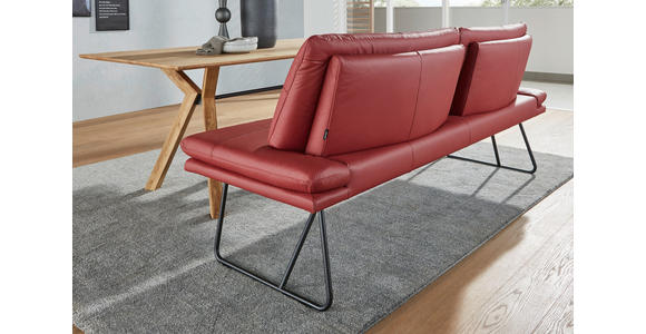 SITZBANK 208/90/74 cm Echtleder Rot, Schwarz Metall  - Rot/Schwarz, Design, Leder/Metall (208/90/74cm) - Dieter Knoll