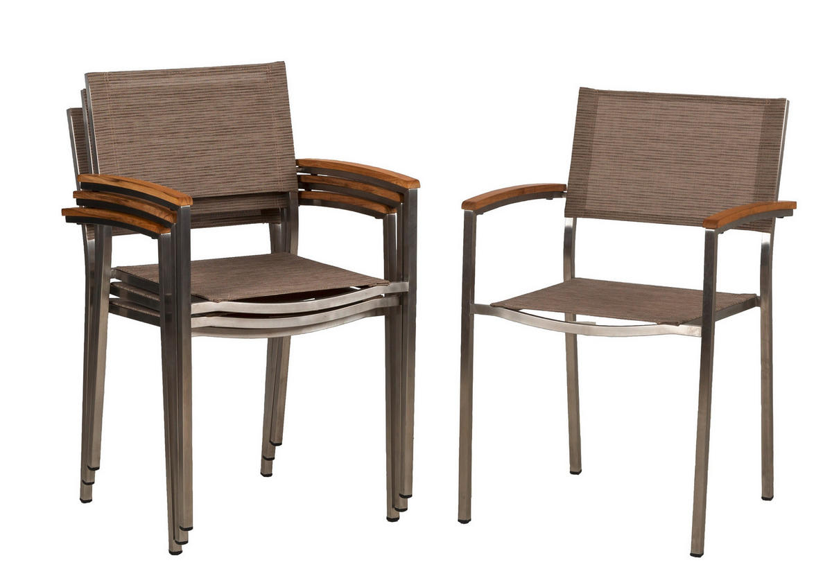 GARTENSET  5-teilig  - Platinfarben/Braun, Basics, Holzwerkstoff/Textil (150/75/90cm) - Gardenson
