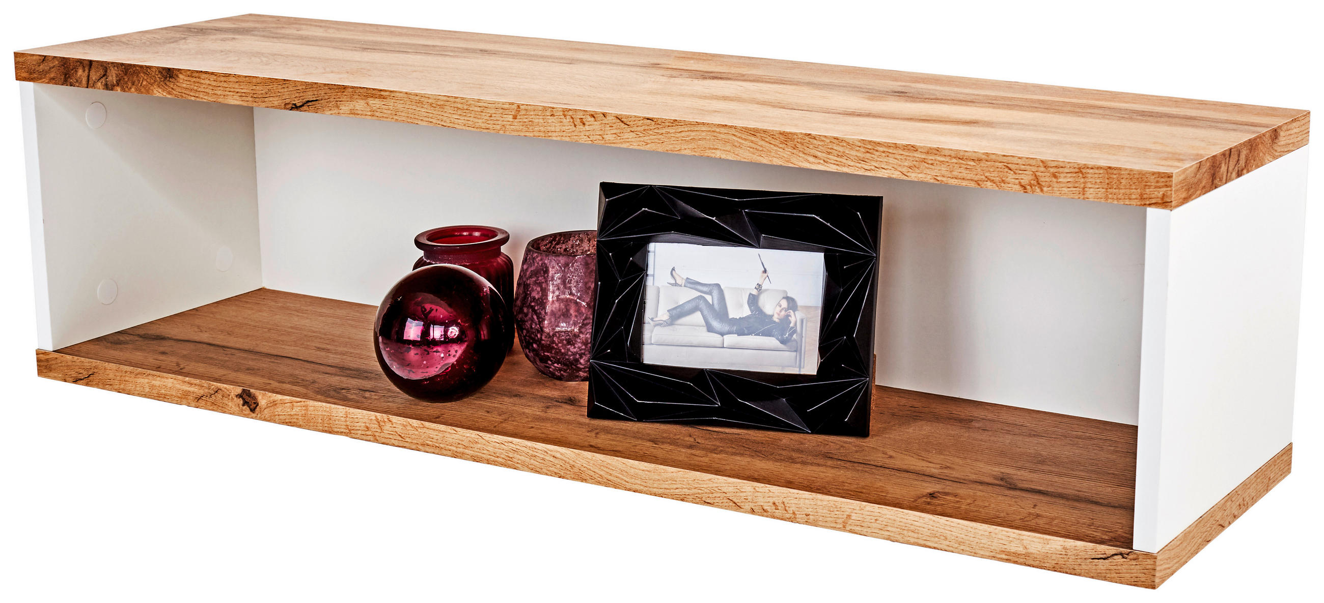 Wandregal Rivoli 100x25cm, Weiß/ Wotan Eiche Dekor