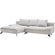 ECKSOFA in Chenille Hellgrau  - Hellgrau/Schwarz, MODERN, Textil/Metall (182/290cm) - Hom`in