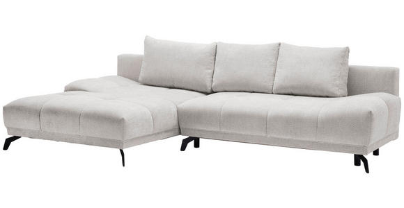 ECKSOFA in Chenille Hellgrau  - Hellgrau/Schwarz, MODERN, Textil/Metall (182/290cm) - Hom`in