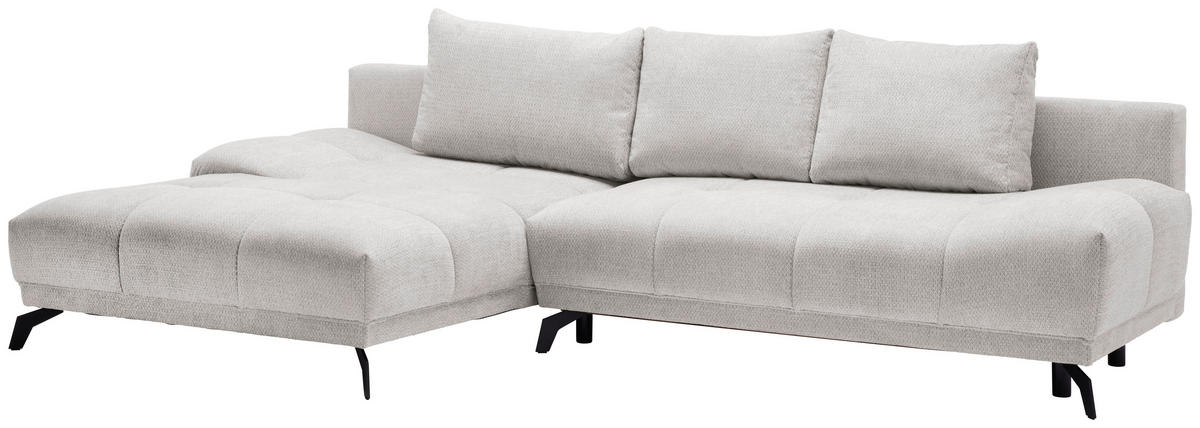 ECKSOFA Hellgrau Chenille  - Hellgrau/Schwarz, MODERN, Textil/Metall (182/290cm) - Hom`in