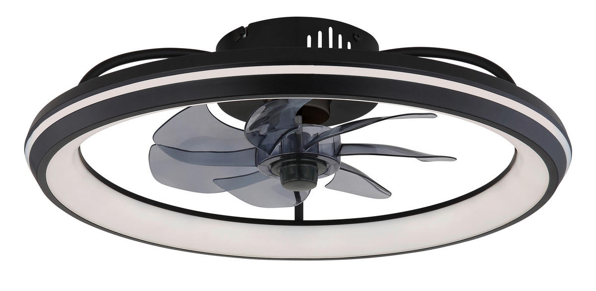 DECKENVENTILATOR  50/14 cm    - Opal/Schwarz, Design, Kunststoff/Metall (50/14cm) - Globo