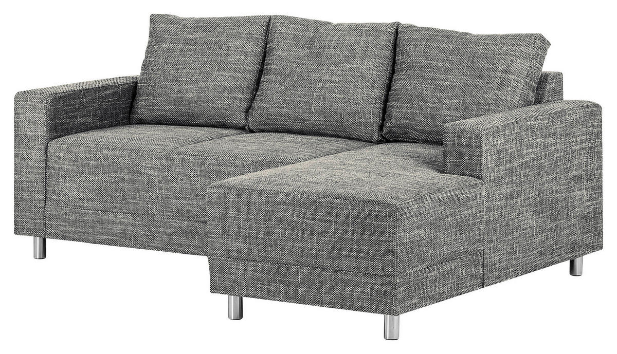 ECKSOFA in Struktur Grau  - Chromfarben/Grau, Design, Textil/Metall (200/144cm) - MID.YOU