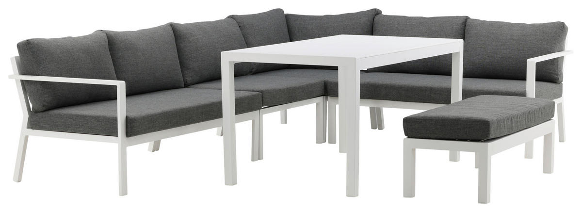 LOUNGESET  - vit/grå, Klassisk, metall/textil - Gardenson