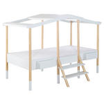 HAUSBETT 90/200 cm,  in Weiß, Kieferfarben, Leiter, Lattenrost  - Weiß/Kieferfarben, Basics, Holz (90/200cm) - Xora