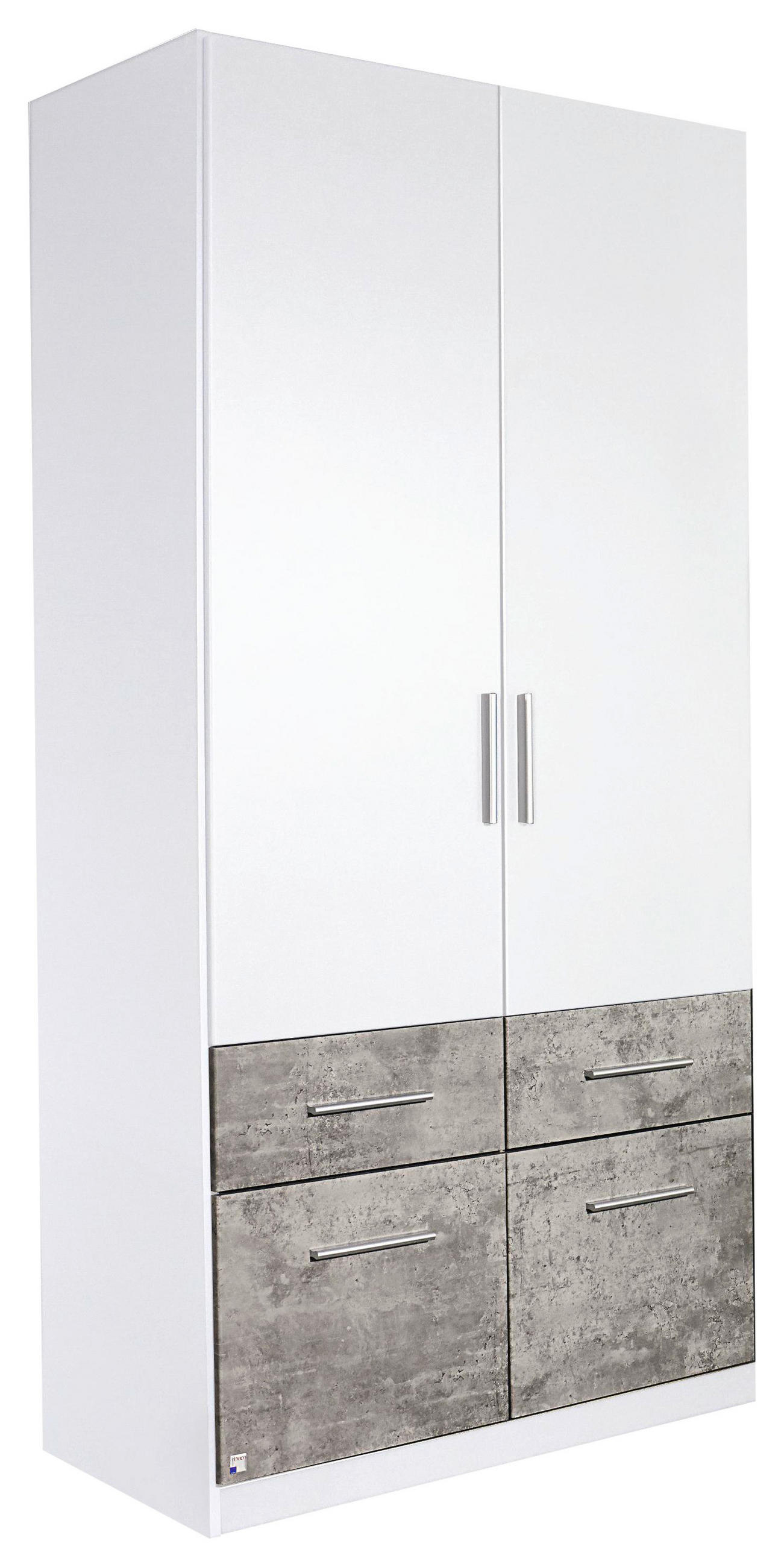 DREHTÜRENSCHRANK in Grau, Weiss  - Weiss/Alufarben, Basics, Holzwerkstoff/Kunststoff (91/197/54cm) - Xora