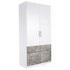 DREHTÜRENSCHRANK in Grau, Weiss  - Weiss/Alufarben, Basics, Holzwerkstoff/Kunststoff (91/197/54cm) - Xora