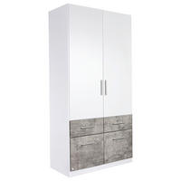 DREHTÜRENSCHRANK in Grau, Weiss  - Weiss/Alufarben, Basics, Holzwerkstoff/Kunststoff (91/197/54cm) - Xora
