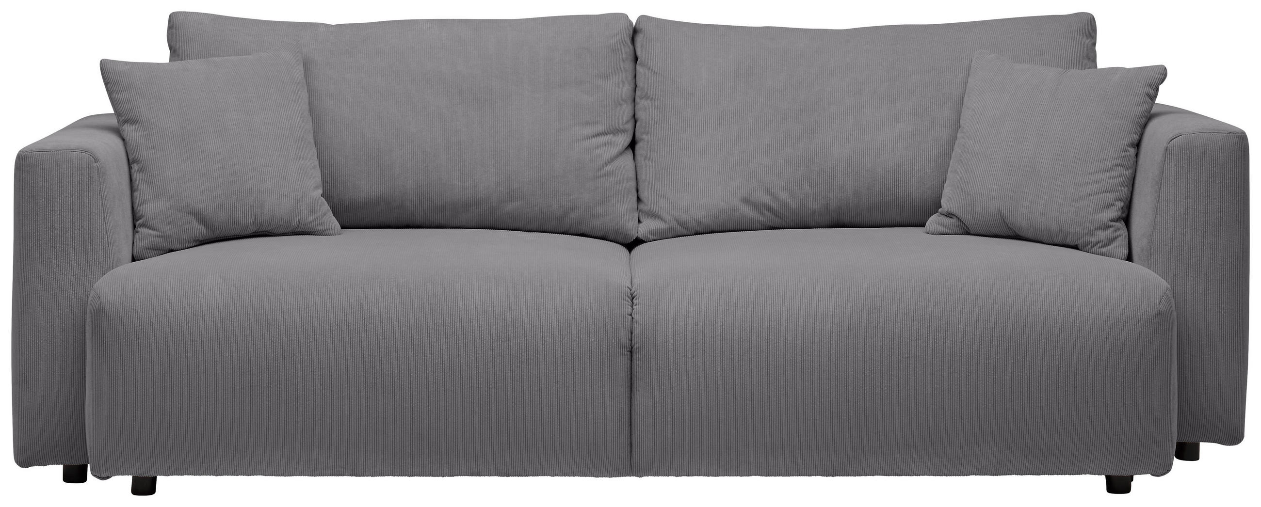 SCHLAFSOFA  mit Stoffauswahl, Schlafen auf Sitzhöhe, Rücken echt Cord Grau  - Schwarz/Grau, Design, Kunststoff/Textil (250/92/105cm) - Carryhome