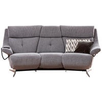HEIMKINO-SOFA Chenille Grau  - Edelstahlfarben/Grau, KONVENTIONELL, Holz/Textil (221/107/106cm) - Himolla Komfortklass