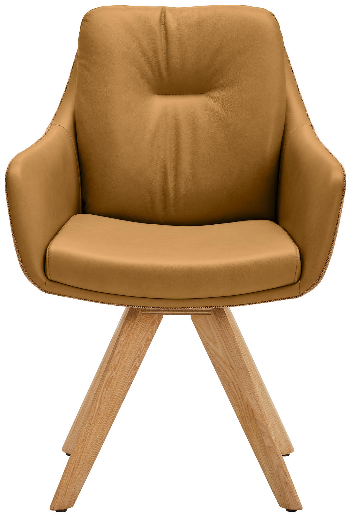 ARMLEHNSTUHL in Holz, Textil, Leder Dunkelgelb, Currygelb, Eiche Bianco  - Currygelb/Eiche Bianco, Design, Leder/Holz (62/90/65cm) - Waldwelt