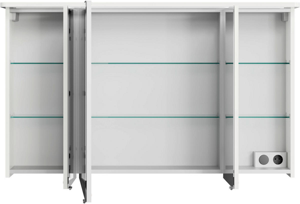 SPIEGELSCHRANK 120/72,2/17 cm  - Weiß Hochglanz, Basics, Glas/Holzwerkstoff (120/72,2/17cm) - Sadena