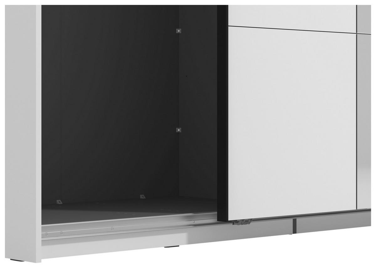 SKRIŇA S POS. DVER. – HOR.VED, biela, 195/217,5/61 cm - čierna/biela, Basics, kov/kompozitné drevo (195/217,5/61cm) - Xora
