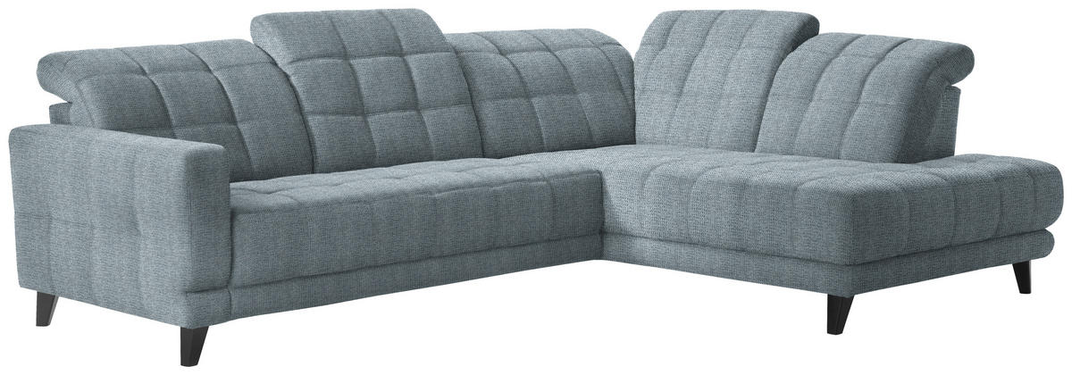 ECKSOFA in Webstoff Hellblau  - Schwarz/Hellblau, Design, Holz/Textil (302/216cm) - Xora
