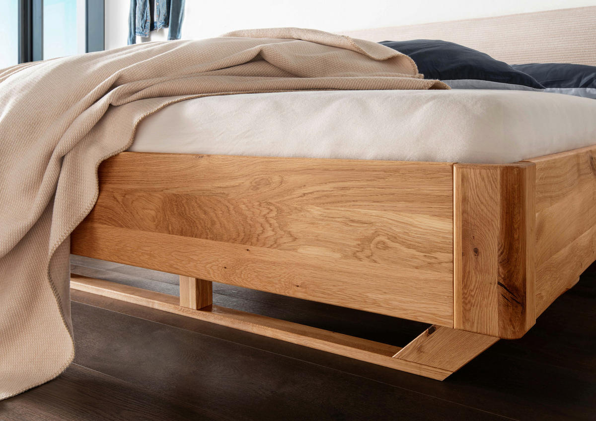 BALKENBETT 200/200 cm  in Beige, Wildeiche  - Wildeiche/Beige, Natur, Holz/Textil (200/200cm) - Linea Natura