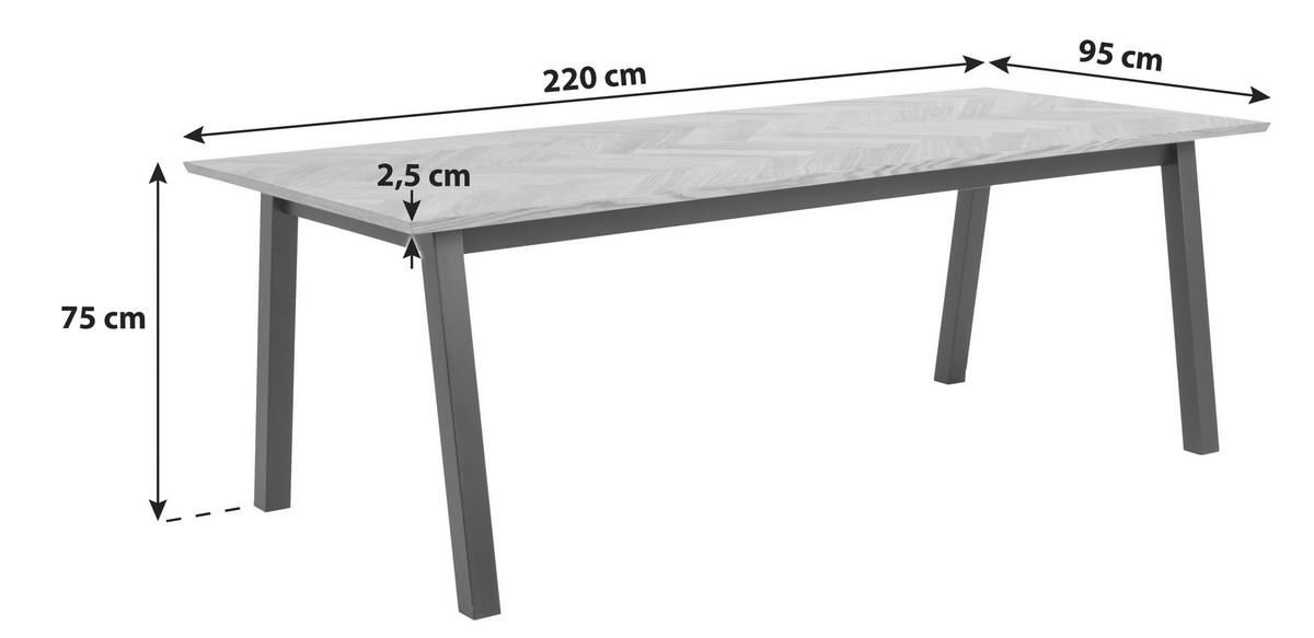 ESSTISCH in Holz, Holzwerkstoff 220/95/75 cm  - Eichefarben/Schwarz, Design, Holz/Holzwerkstoff (220/95/75cm) - Livetastic