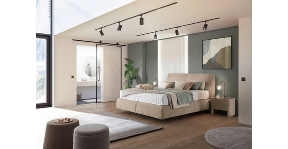 BOXSPRINGBETT 180/200 cm in Beige - Beige/Schwarz, Design, Kunststoff/Textil (180/200cm) - Johann Jakob