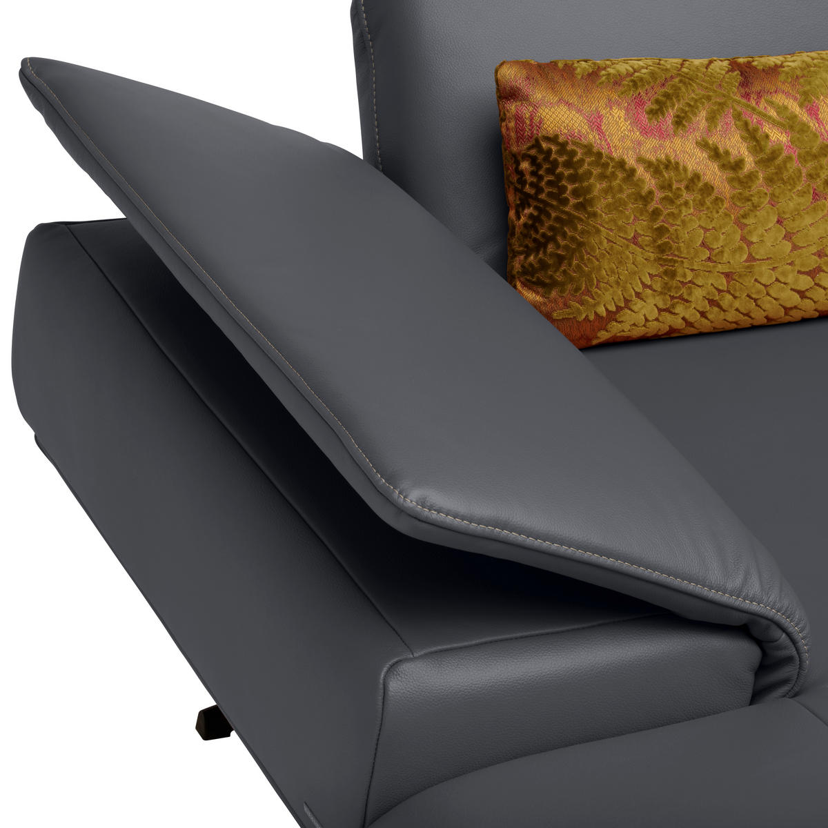 ECKSOFA  in Echtleder Dunkelgrau  150/242 cm  - Dunkelgrau/Beige, Design, Leder/Metall (150/242cm) - Koinor