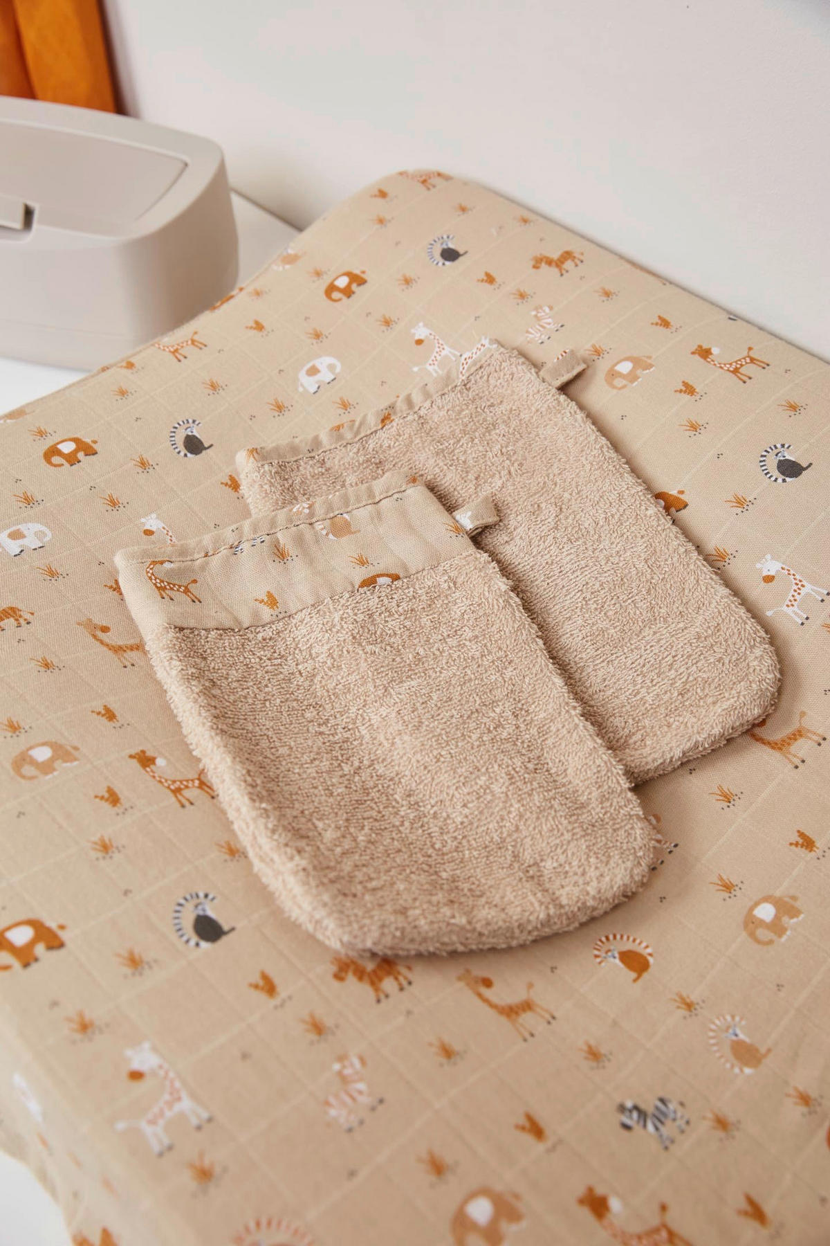 BABYWASCHHANDSCHUH  2-teilig  - Taupe, Basics, Textil (21.5/15/0.5cm) - Bebe Jou