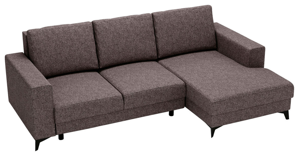 ECKSOFA in Flachgewebe Braun  - Schwarz/Braun, Design, Textil/Metall (244/156cm) - Livetastic