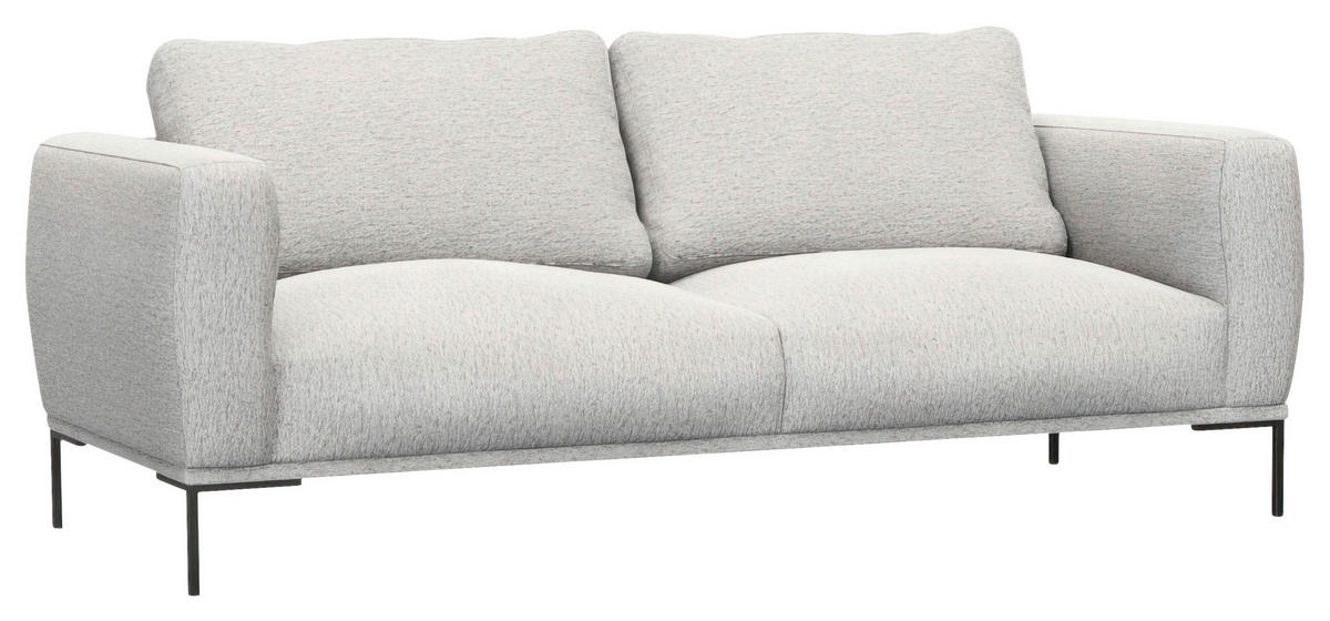 3-SITZER-SOFA Webstoff, Flachgewebe Hellgrau  - Hellgrau/Schwarz, Design, Textil/Metall (212/80,5/88cm) - Livetastic