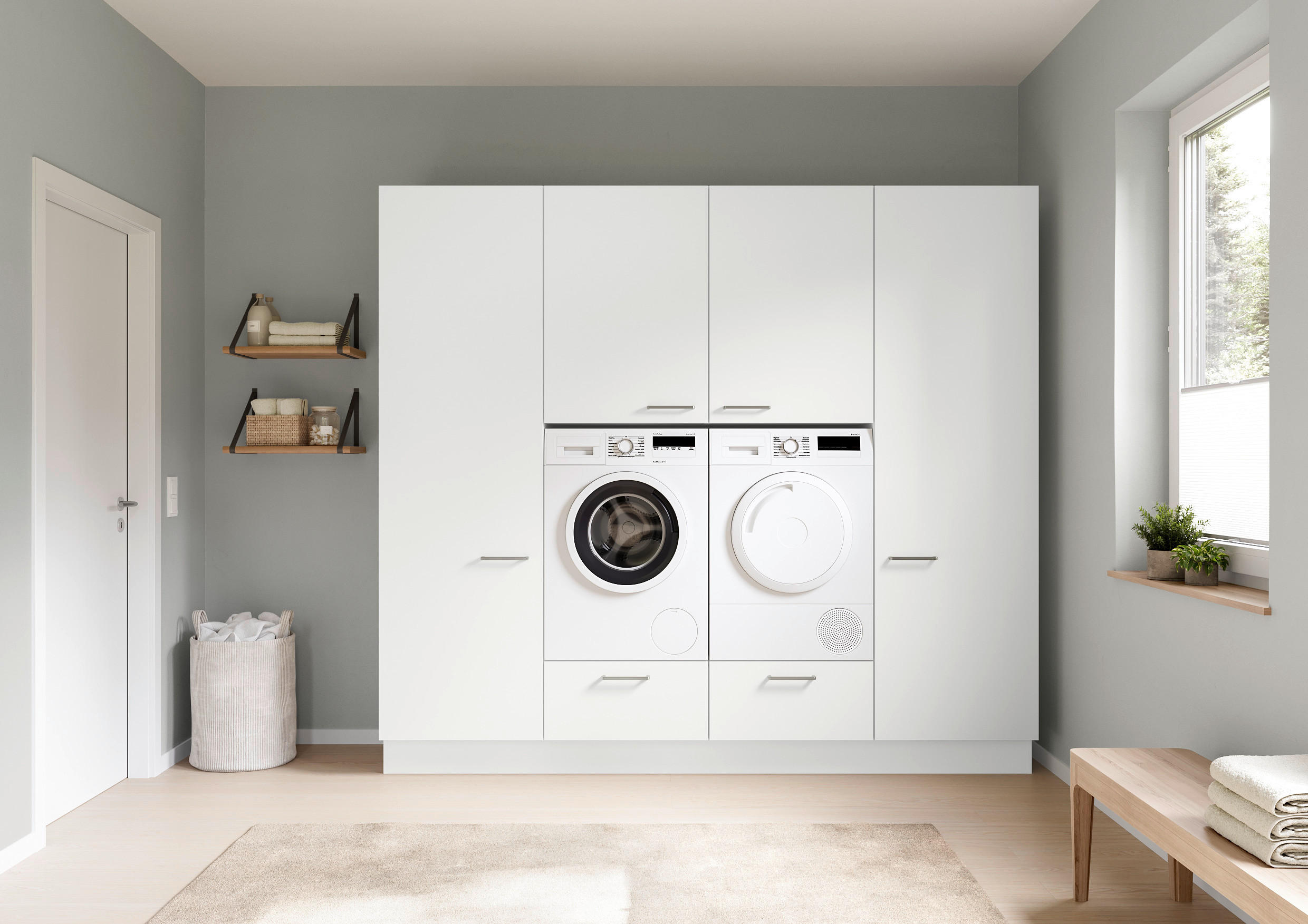 HAUSWIRTSCHAFTSRAUM Touch 240/216,6/58,2 cm Weiß - Weiß, MODERN, Holzwerkstoff (240/216,6/58,2cm) - Nobilia