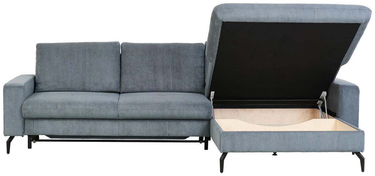 ECKSOFA in Cord Graphitfarben  - Schwarz/Graphitfarben, Design, Textil/Metall (302/180cm) - Venda