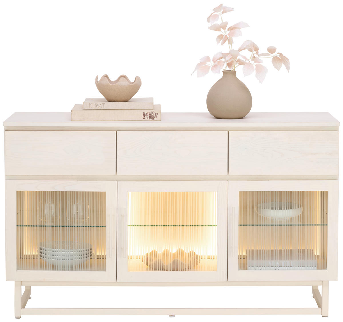 SIDEBOARD 135/80/43 cm  - Schwarz/Weiß, MODERN, Glas/Holz (135/80/43cm) - Lomoco