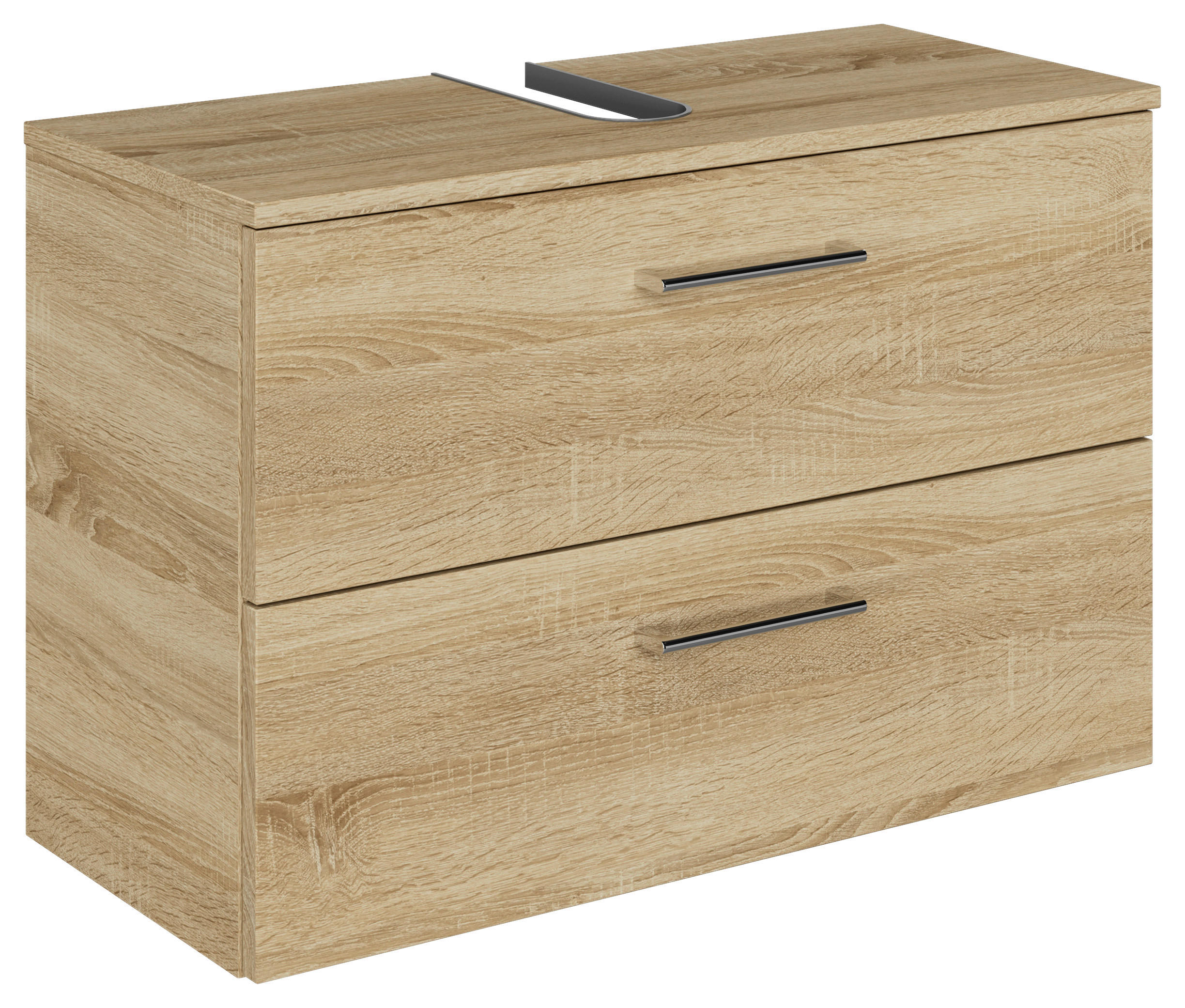 WASCHBECKENUNTERSCHRANK 75/49,8/33,3 cm  - Chromfarben/Eiche Bianco, KONVENTIONELL, Holzwerkstoff/Metall (75/49,8/33,3cm) - Sadena