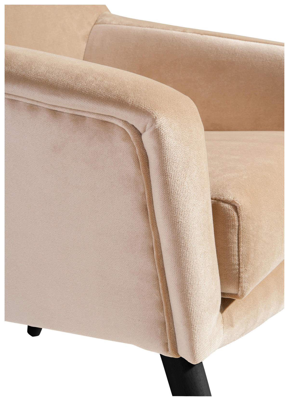 SESSEL in Samt, Velours Schwarz, Sandfarben  - Sandfarben/Schwarz, Design, Holz/Textil (67/81/71cm) - Max Winzer