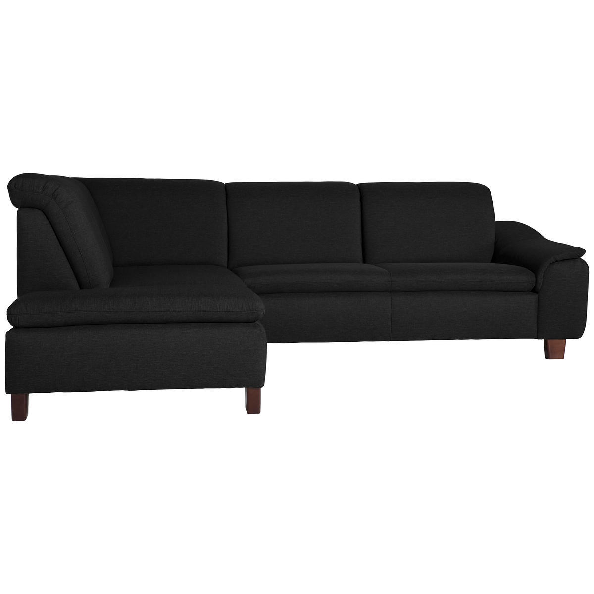 ECKSOFA Schwarz Flachgewebe  - Nussbaumfarben/Schwarz, Design, Holz/Textil (247/187cm) - Max Winzer