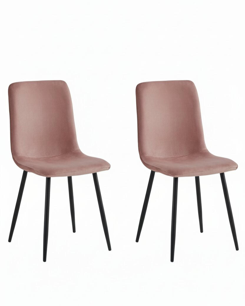 STUHL-SET 2 Stück  in Stahl Mikrofaser, Feincord  - Altrosa/Schwarz, MODERN, Textil/Metall (44/92/54cm) - MID.YOU
