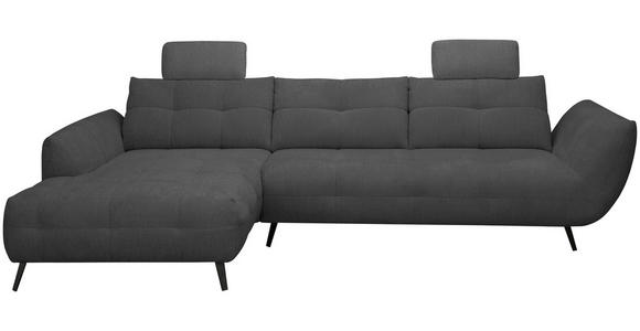 ECKSOFA Anthrazit Chenille Armlehnenkissen, Rücken echt, Sitztiefenverstellung  - Anthrazit/Schwarz, KONVENTIONELL, Textil/Metall (215/313cm) - Hom`in