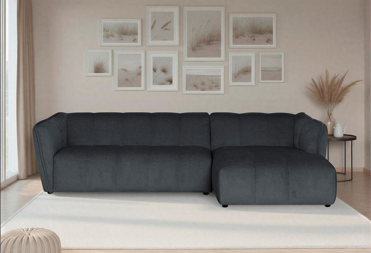 ECKSOFA  LIVOLI Grau Chenille  - Schwarz/Grau, Design, Textil (276/160cm) - MID.YOU