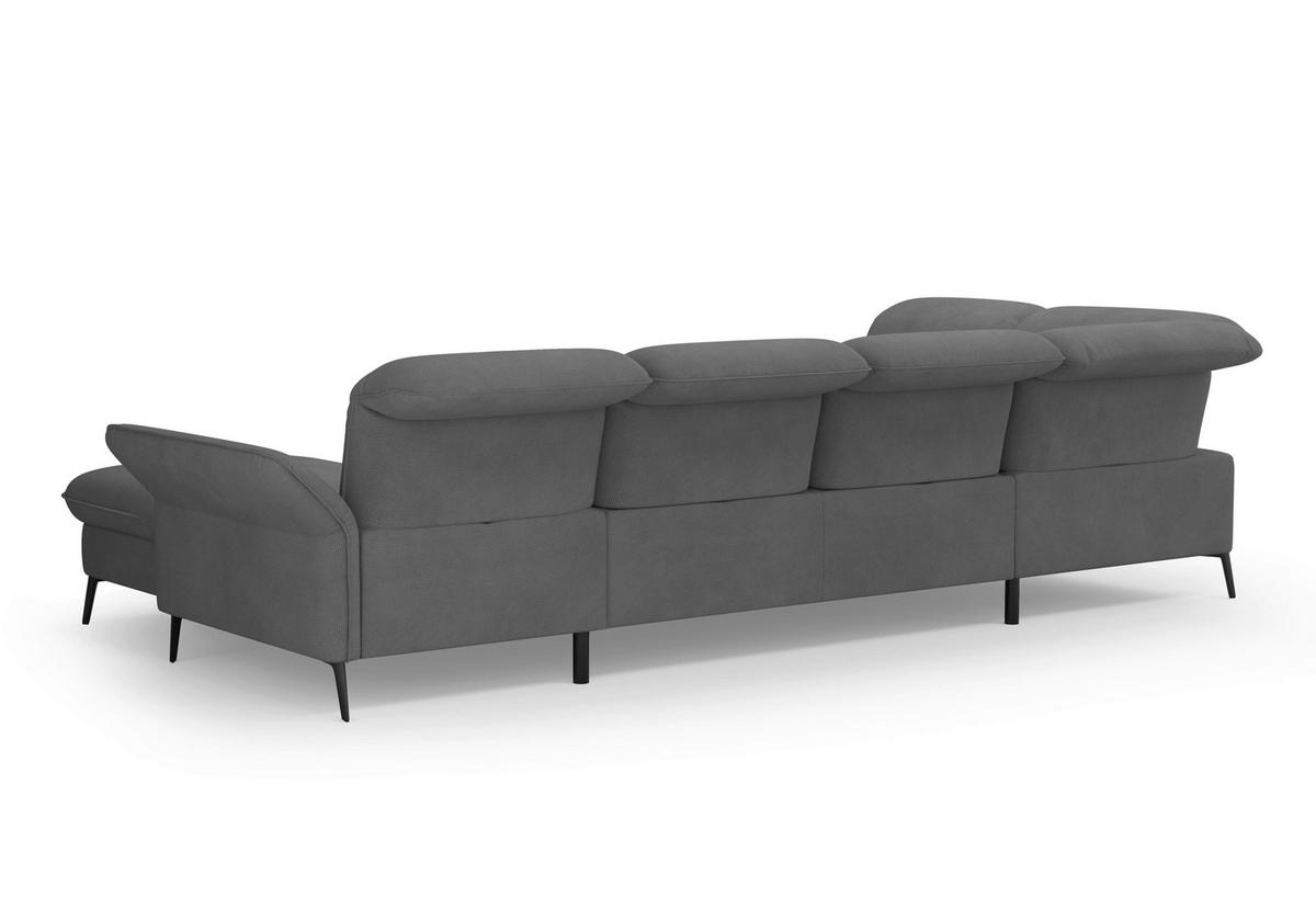 WOHNLANDSCHAFT Grau Flachgewebe  - Schwarz/Grau, KONVENTIONELL, Textil/Metall (231/359/198cm) - Sit & More