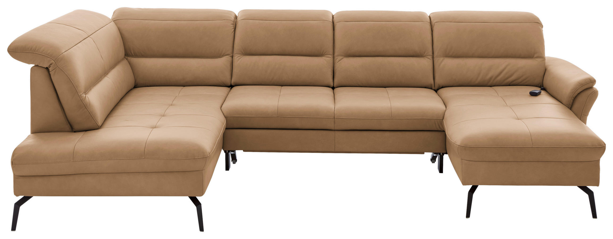 SOFFA i äkta läder mörkgul  - mörkgul/svart, Design, metall/läder (206/336/181cm) - Beldomo Premium