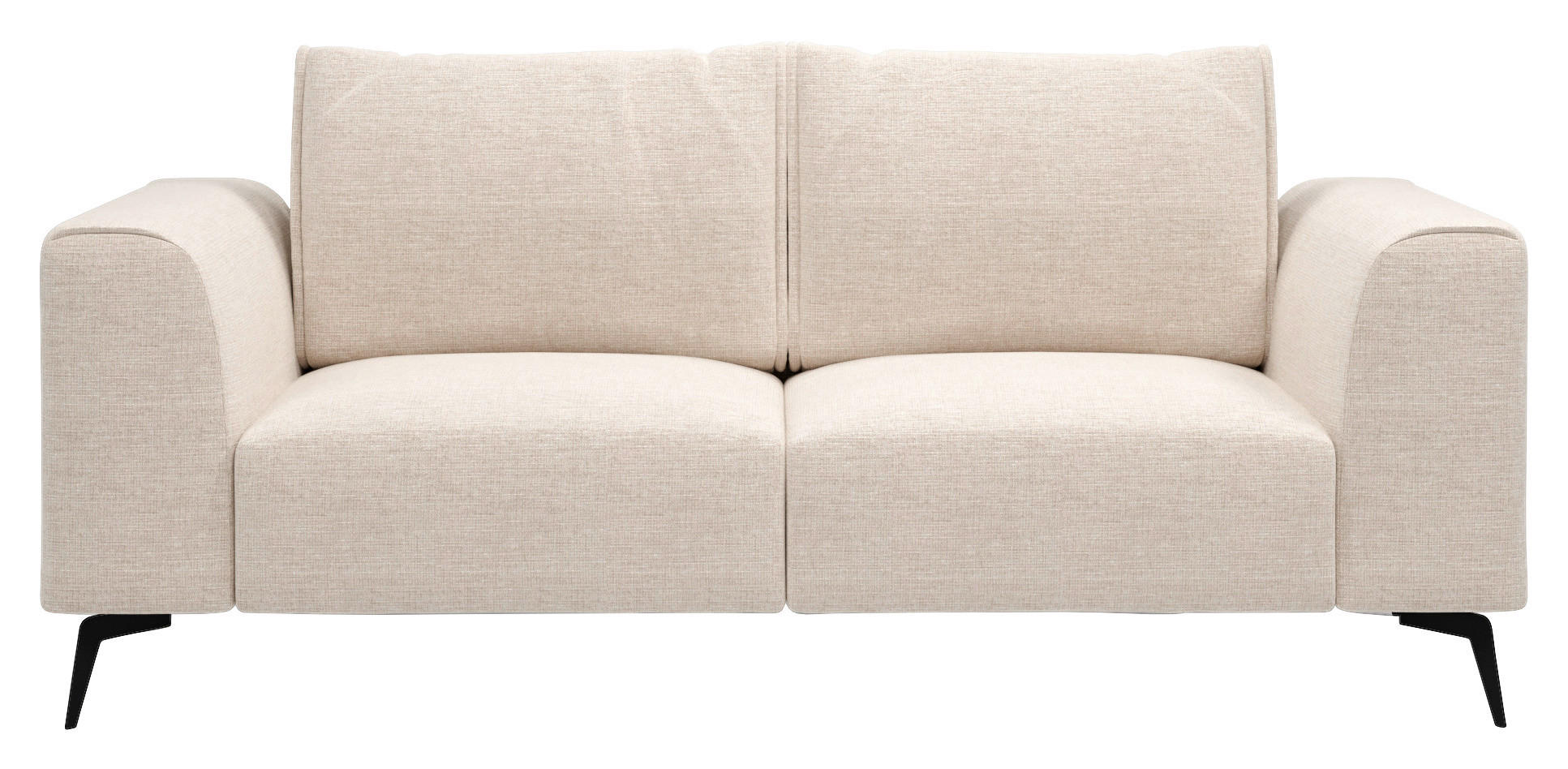 2-SITZER-SOFA beflockt Creme  - Creme/Schwarz, Design, Holz/Textil (186/88/90cm) - MID.YOU
