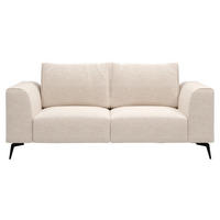 2-SITZER-SOFA in beflockt Creme  - Creme/Schwarz, Design, Holz/Textil (186/88/90cm) - MID.YOU