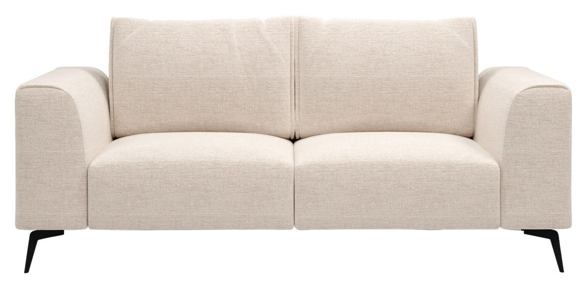 2-SITZER-SOFA in beflockt Creme  - Creme/Schwarz, Design, Holz/Textil (186/88/90cm) - MID.YOU