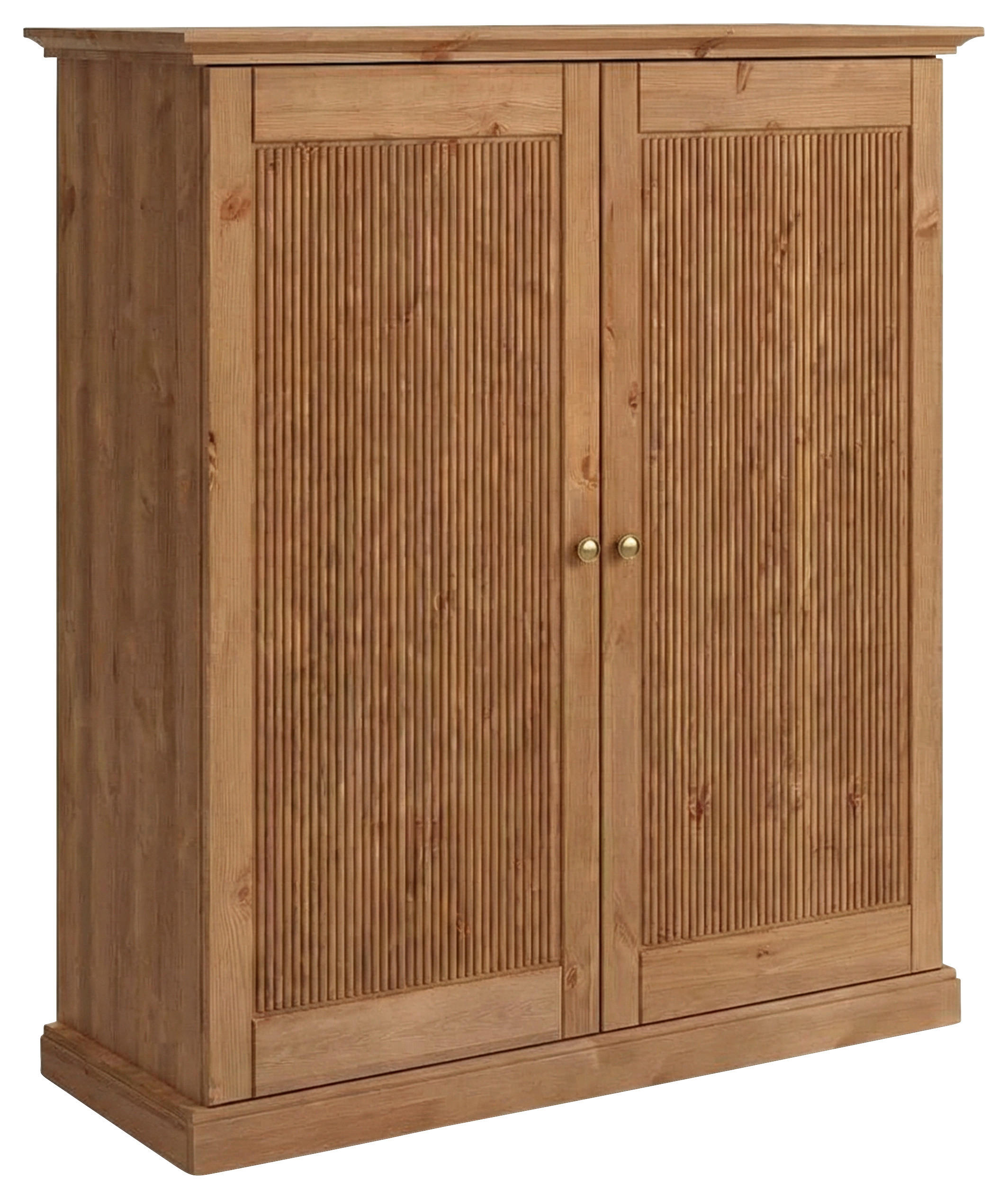KLEIDERSCHRANK 129/147/63 cm,  in Eichefarben, 2 Tür(en)-türig  - Eichefarben/Silberfarben, KONVENTIONELL, Holz/Metall (129/147/63cm) - Linea Natura