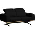 2-SITZER-SOFA in Leder Schwarz  - Schwarz, Design, Leder/Holz (174/76-97/102cm) - Novel