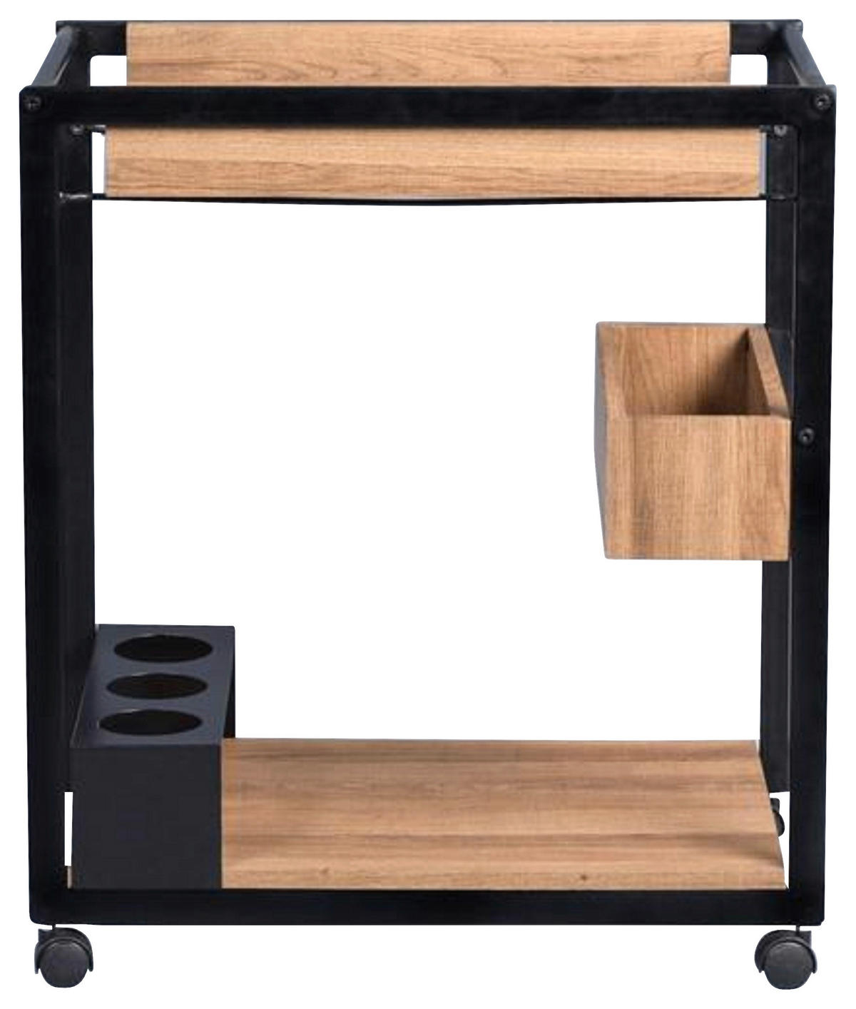 SERVIERWAGEN Braun, Schwarz, Eichefarben  - Eichefarben/Schwarz, Design, Holzwerkstoff/Metall (64/73/38cm)