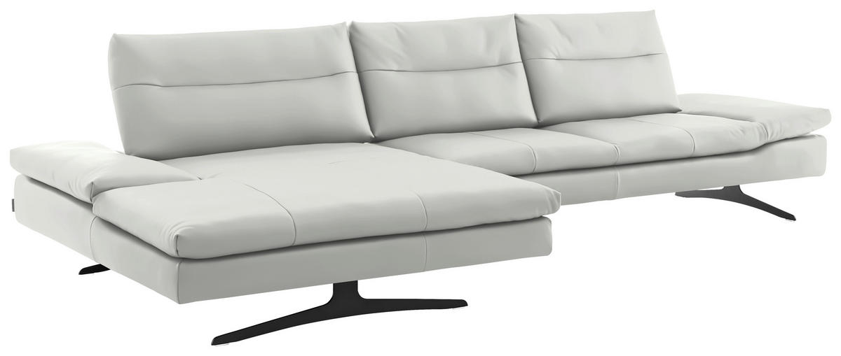 ECKSOFA in Echtleder Creme  - Creme/Schwarz, Modern, Leder/Metall (158/342cm) - Chilliano