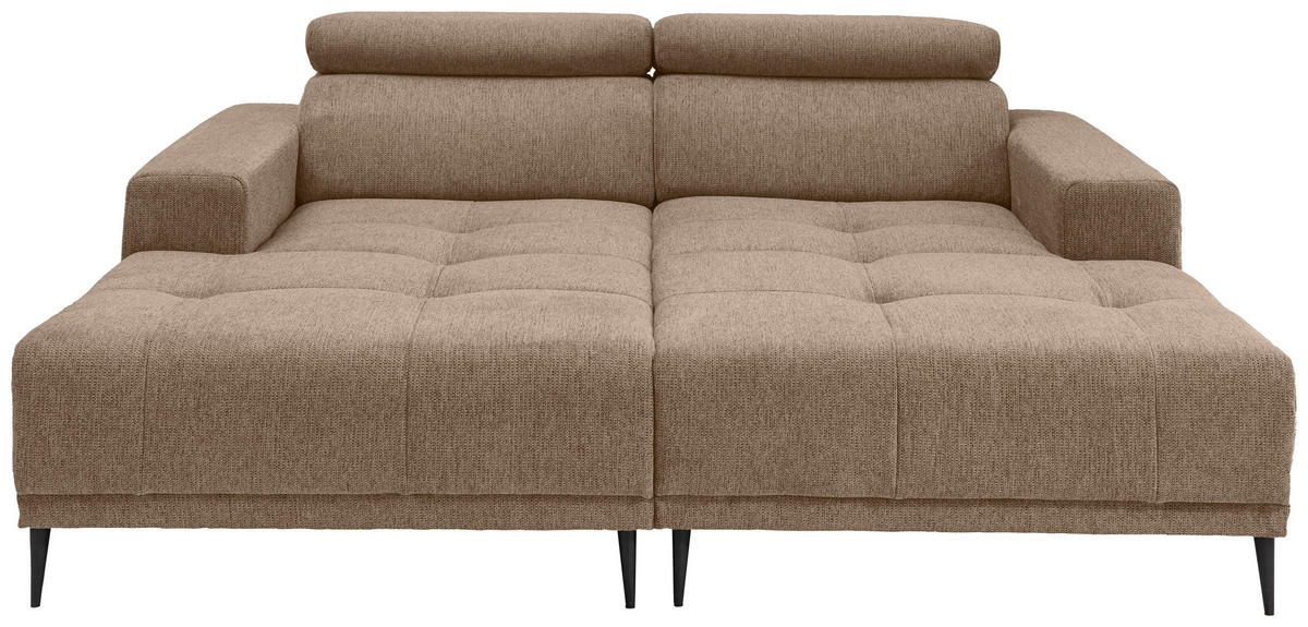 ECKSOFA in Chenille Hellbraun  - Hellbraun/Schwarz, Konventionell, Textil/Metall (200/188cm) - Livetastic
