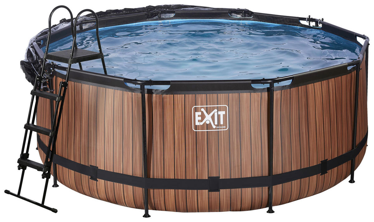 POOL-SET WOOD 360/122 cm  - Braun, KONVENTIONELL, Metall (360/122cm) - EXIT Toys