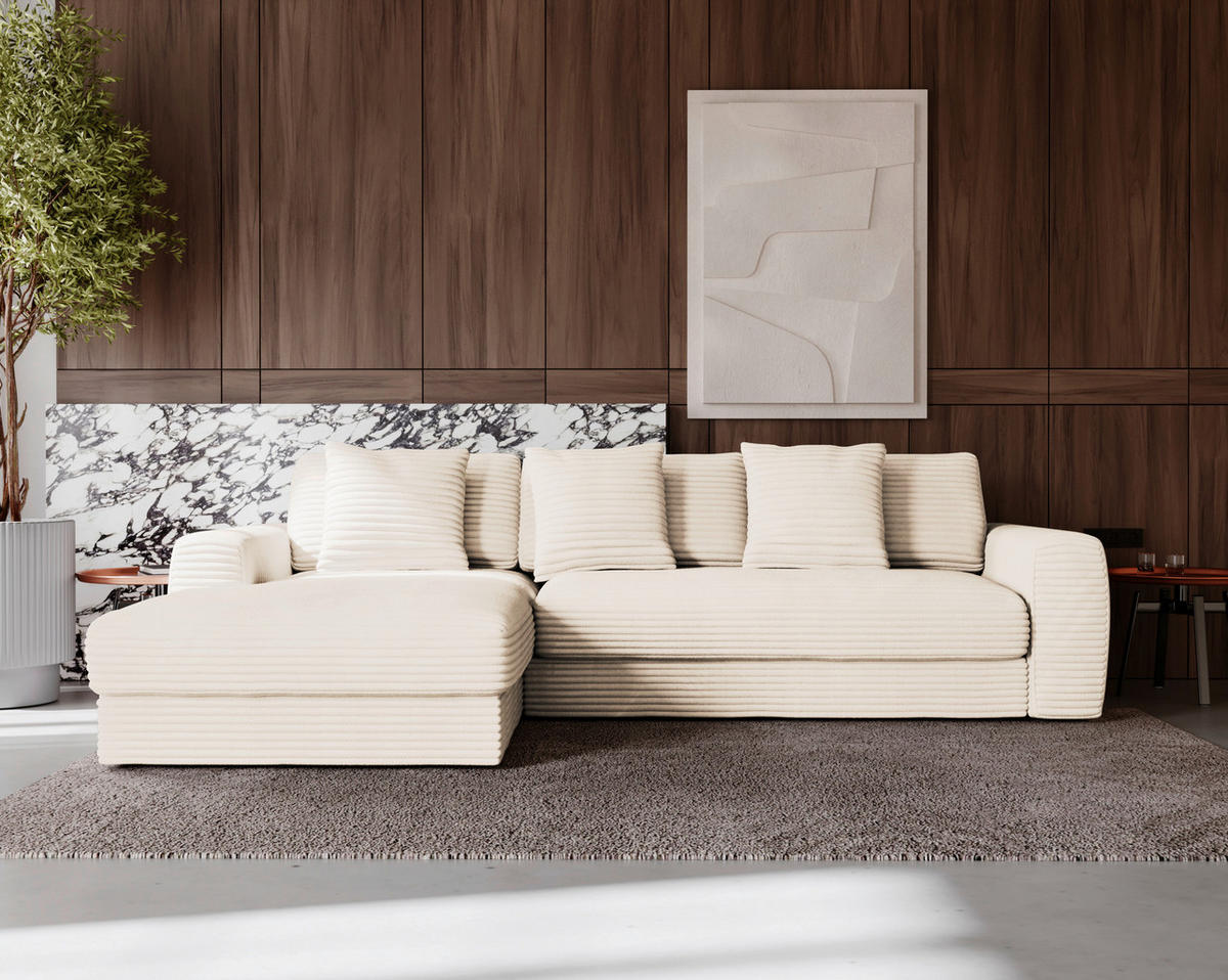 ECKSOFA Naturfarben Cord  - Schwarz/Naturfarben, MODERN, Kunststoff/Textil (182/302cm) - Carryhome
