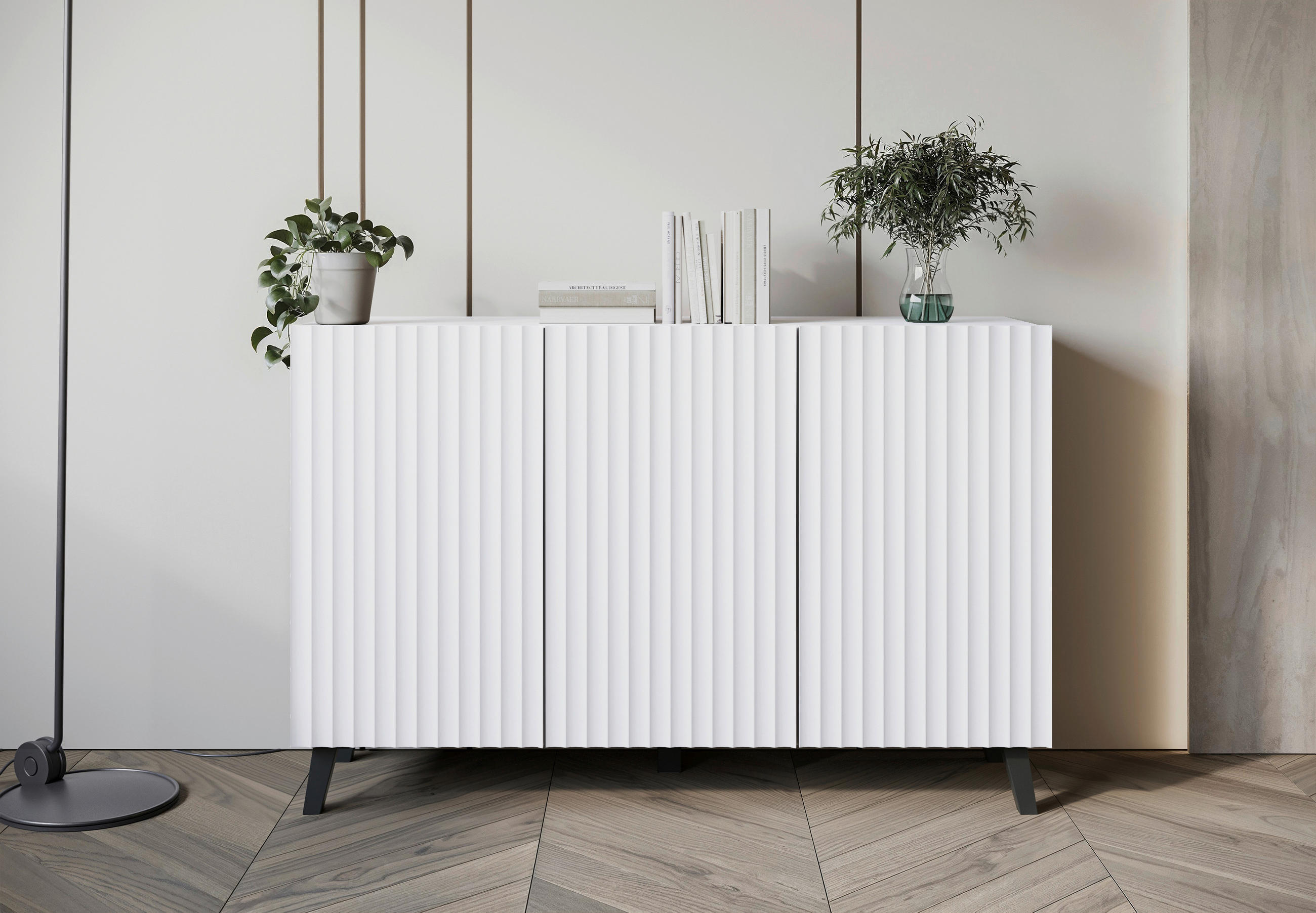 SIDEBOARD 120/78/39,1 cm  - vit/svart, Design, trämaterial/plast (120/78/39,1cm) - Livetastic