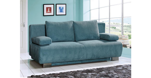 SCHLAFSOFA Cord Türkis - Türkis, KONVENTIONELL, Textil/Metall (196/89/94cm) - Novel